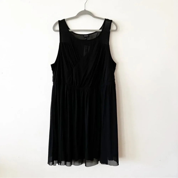 Torrid Dress Black‎ Size 3X Faux Surplice Mesh Skater New With Tags Plus Curvy - Picture 8 of 9